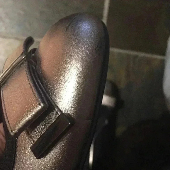 GUC Dana  Buchman pewter bow cap mini wedge sz 10 - Picture 5 of 5